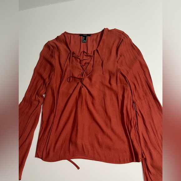 Forever 21 Tops - Forever 21 Terracotta Lace-Up Blouse